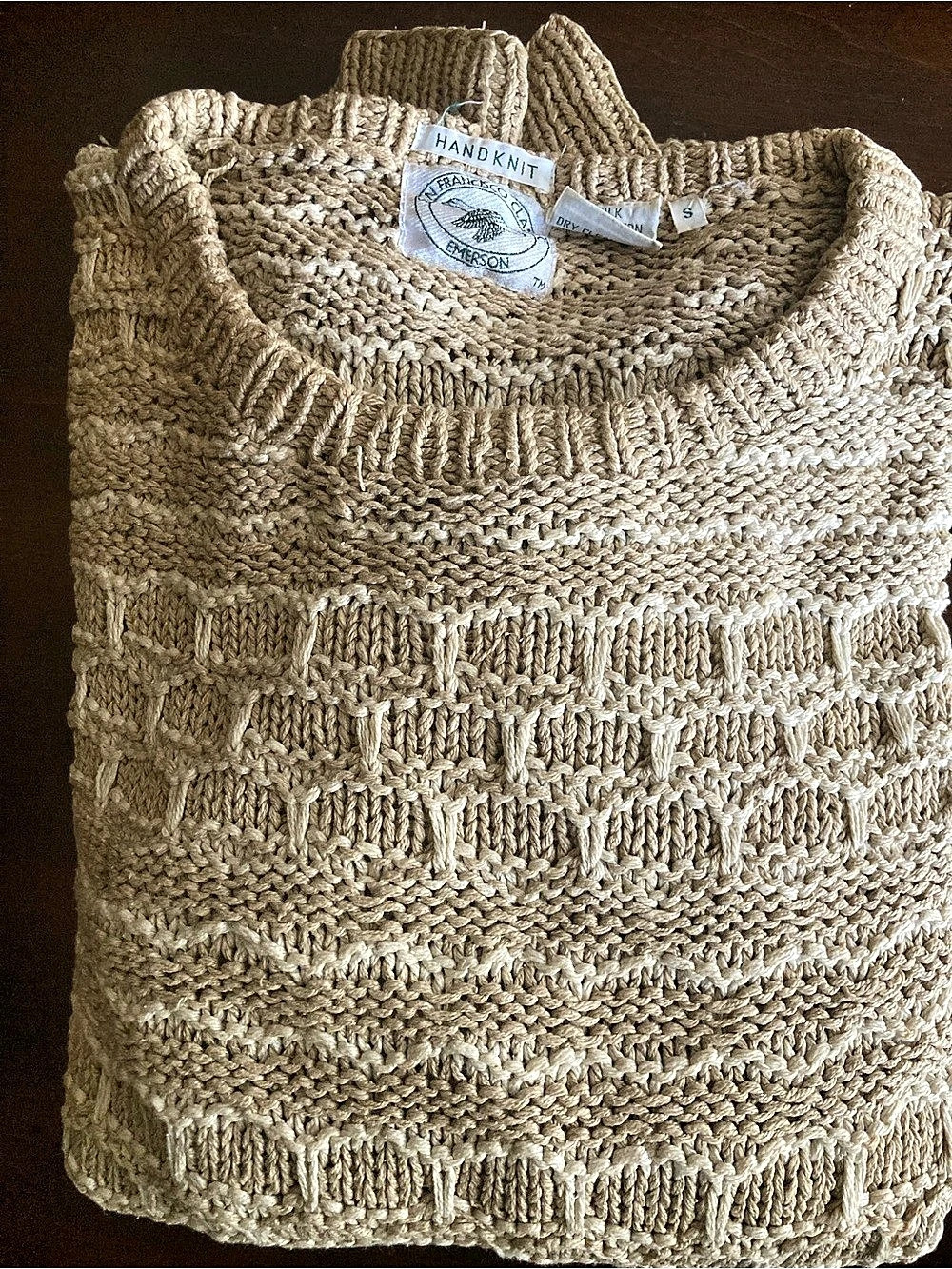 Hand Knit Textured Knit Sweater in Brown